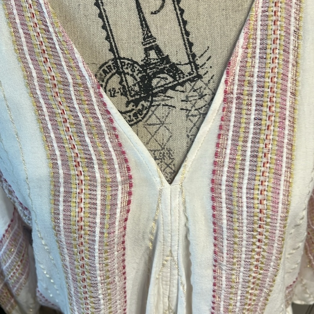 Lovestitch White and Pink Dolman Sleeve Tie-Front Blouse - Picture 2 of 5